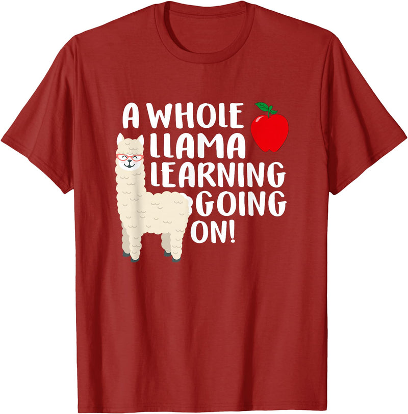 SOMMAS TEACHER A Whole Llama Learning Going on Funny First Grade Teacher T-Shirt - Cranberry Red