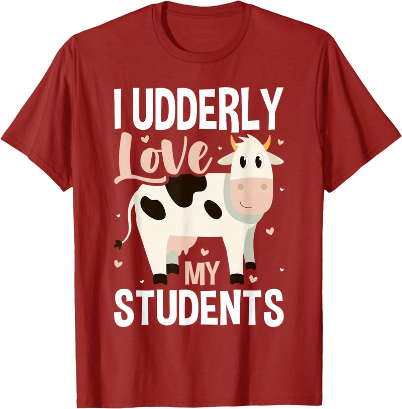 Cow Lover Gift Co. Cow Teacher Lover T-Shirt - Cranberry Red