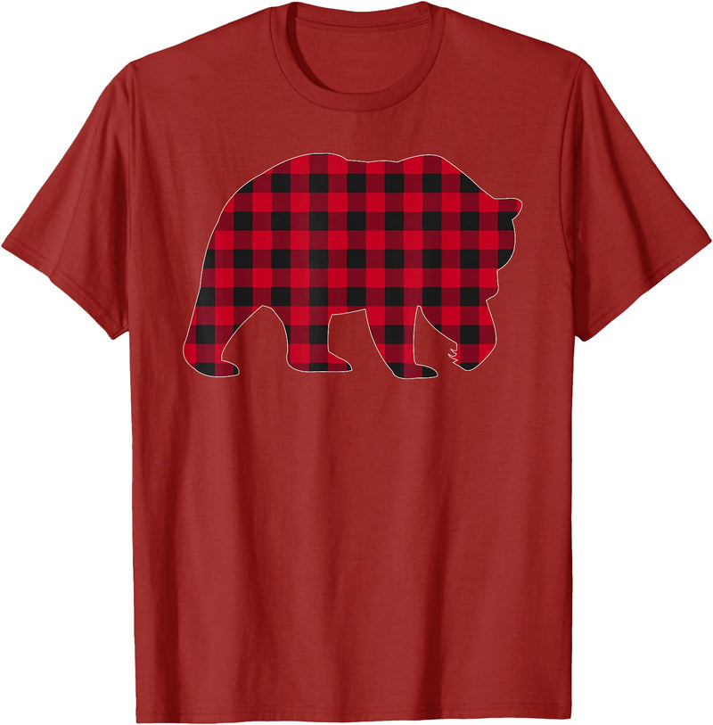 Christmas Family Matching Gift by AAM Red Plaid Bear Christmas Matching Buffalo Family Pajama T-Shirt - Cranberry Red