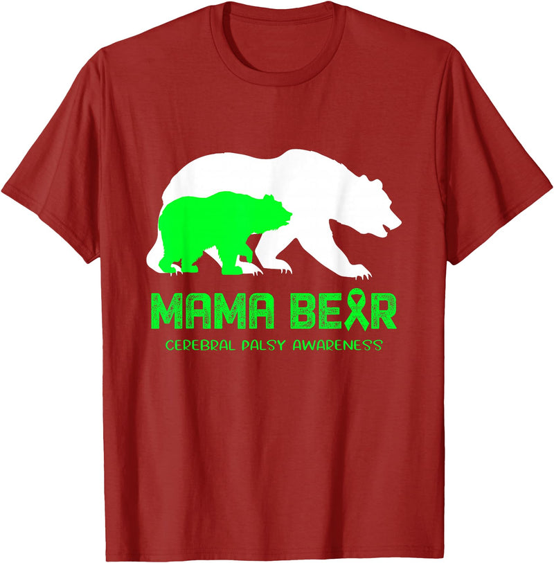 Cerebral Palsy Awareness T-Shirt Mama Bear Cerebral Palsy Awareness Shirt For Women Men T-Shirt - Cranberry Red