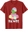 Easter Egg Hunter Dinosaur Dino Easter T-Rex Rabbit Bunny T-Shirt in Cranberry Red