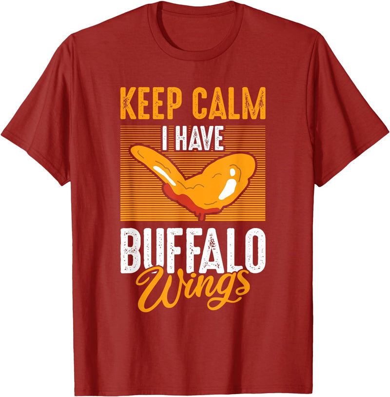 Buffalo Wings Fried Chicken Hot Wing Sauce T-Shirt - Cranberry Red