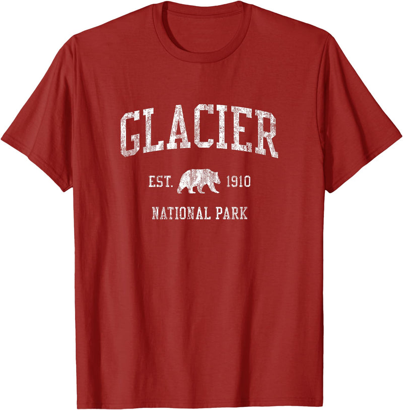 Jim Shorts Glacier National Park T-Shirt Vintage Sports Design Tee T-Shirt - Cranberry Red