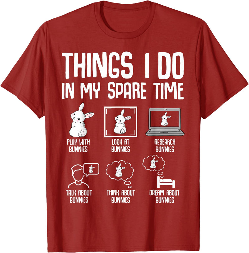 Things I Do in My Spare Time Bunny Rabbit Girls Kids Womens T-Shirt in Cranberry Red
