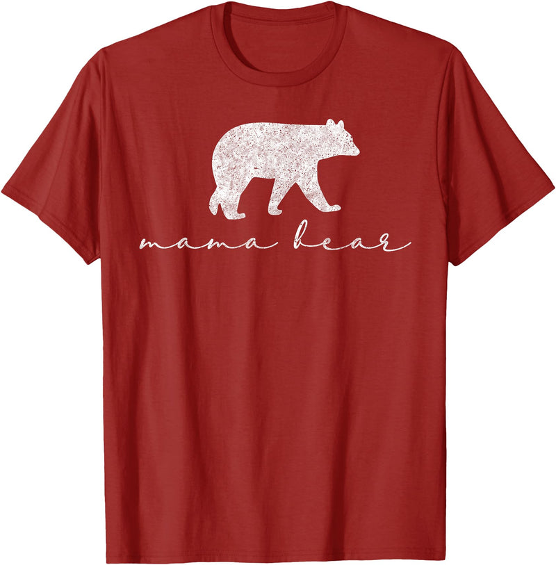 Mama Bear Shirt Cute White T-Shirt - Cranberry Red