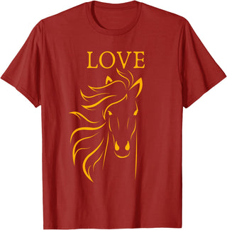 I Love Horses Shirts and Gifts Women and Girls Stylish Love Horse Head T-Shirt - Cranberry Red