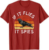 Funny If It Flies It Spies Clothing Co Vintage If It Flies It Spies Crow Bird Halloween T-Shirt - Cranberry Red
