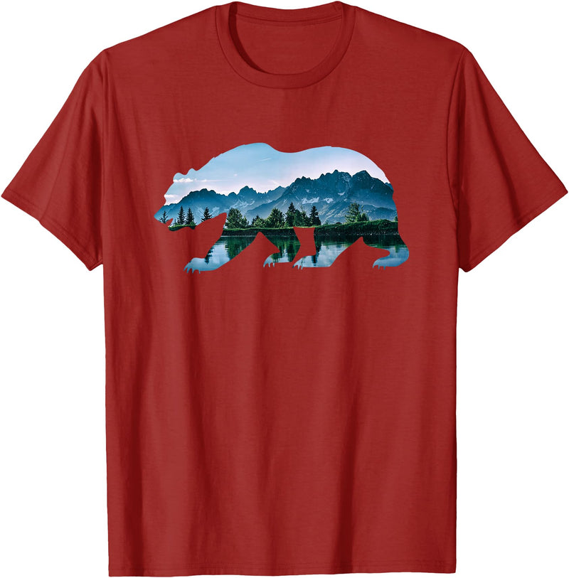 Retro National Park Shirts Bear Vintage National Park Bear Wildlife Mountains T-Shirt - Cranberry Red