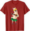 Llama Ukulele Luau TShirt Cute Gifts Llama Ukulele Luau Cute Funny Cool Hawaii Alpaca Gift T-Shirt - Cranberry Red