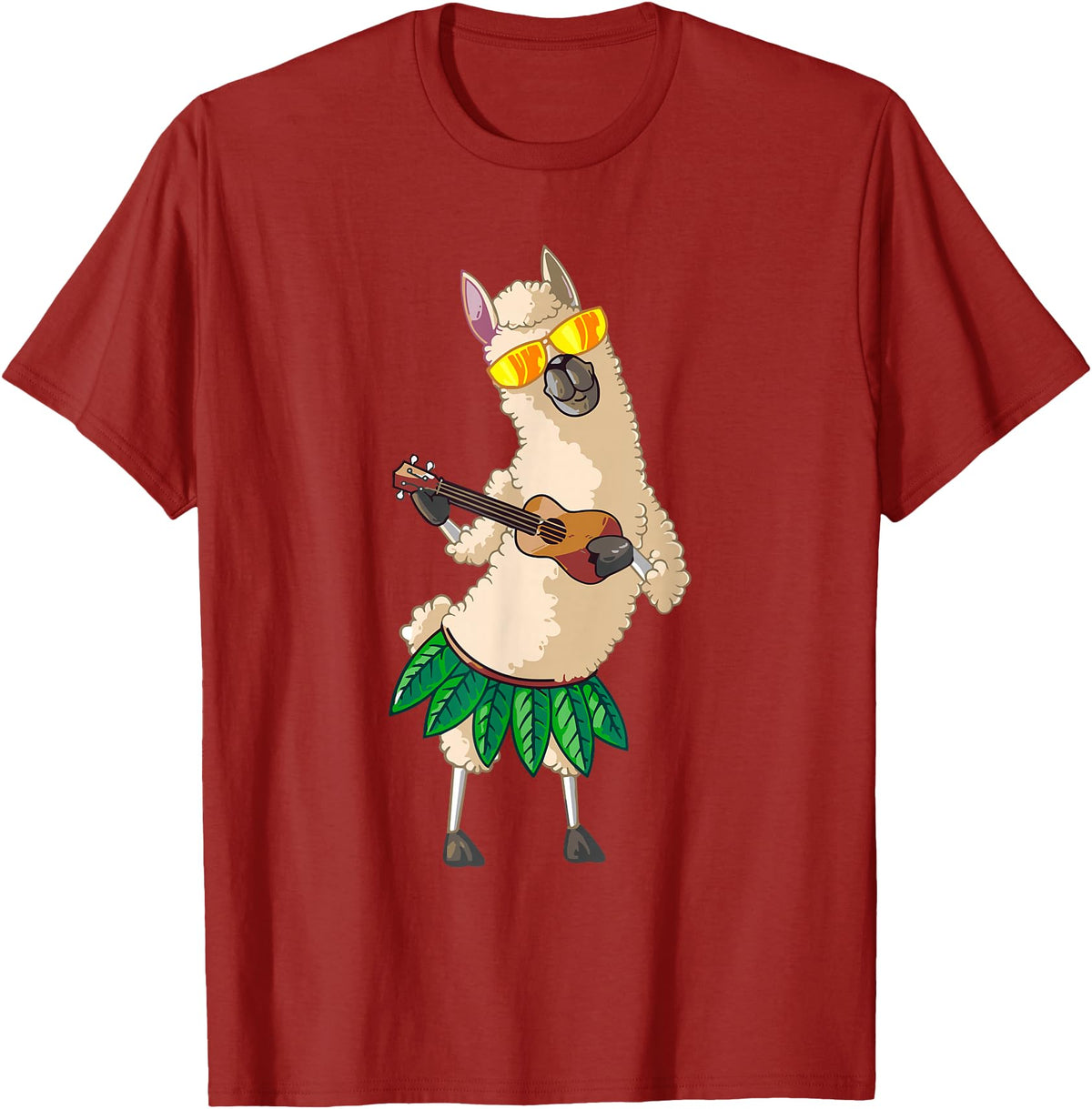 Llama Ukulele Luau TShirt Cute Gifts Llama Ukulele Luau Cute Funny Cool Hawaii Alpaca Gift T-Shirt - Cranberry Red