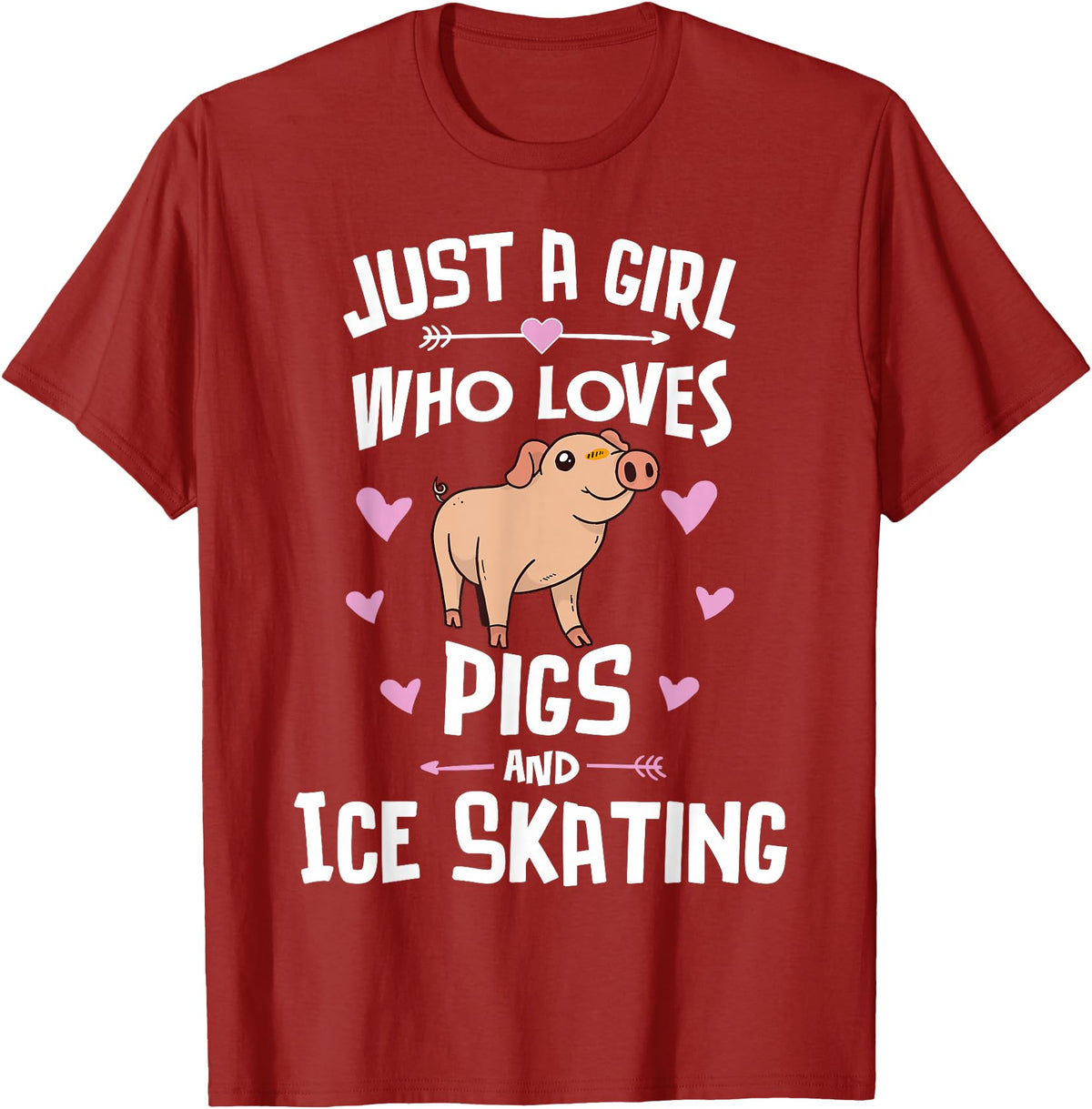 Pigs Memme Pigs And Ice Skating Gifts for Girls Women T-Shirt - Cranberry Red