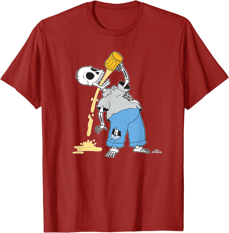 The Simpsons Homer Skeleton Beer Treehouse of Horror T-Shirt - Cranberry Red