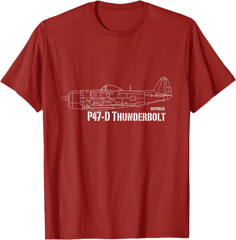 Bear Cave Designs - USA Republic P-47D Thunderbolt T-Shirt - Cranberry Red