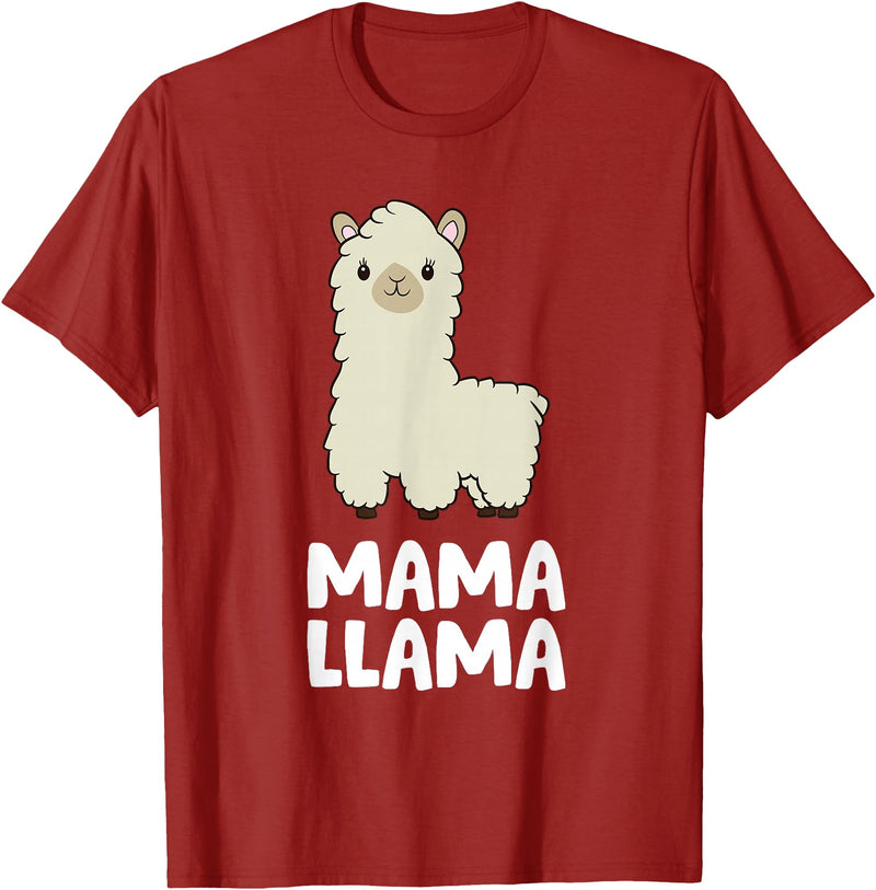 Llama Mama And Llama Papa Gifts Women Llama Mom Mama Llama T-Shirt - Cranberry Red