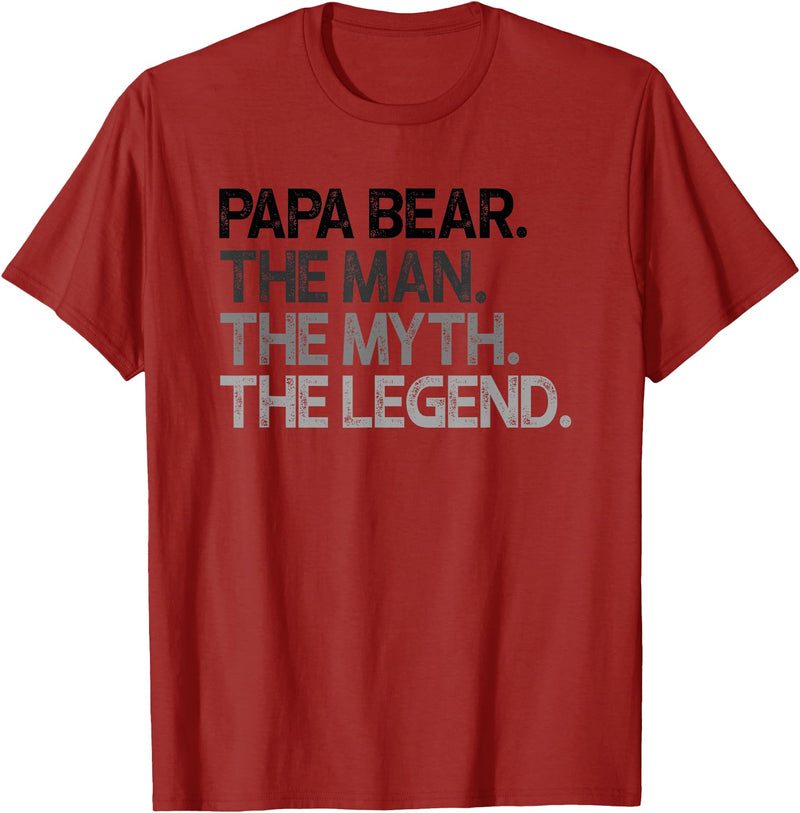 Papa Bear Gifts Papa Bear The Man The Myth Legend Gift T-Shirt - Cranberry Red