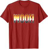 "WOOF!" Gay Bear Pride Flag Text T-Shirt