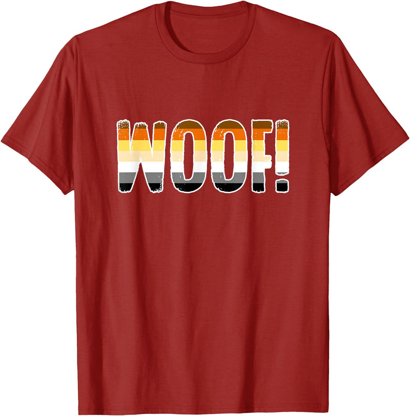 Gay Bear Apparel Woof! - Funny Gay Pride Bear T-Shirt - Cranberry Red