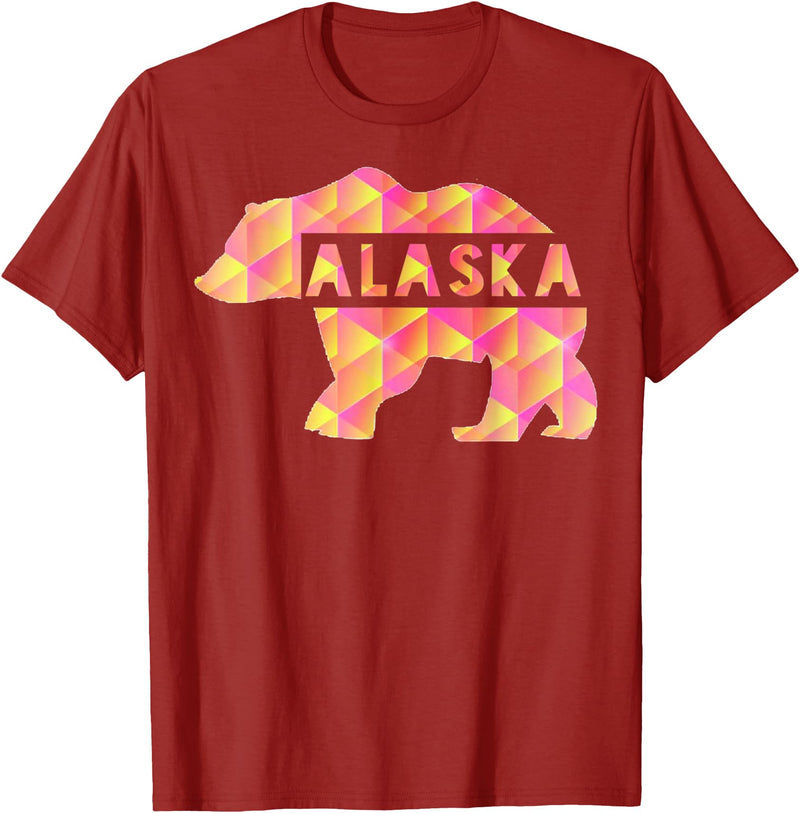 Proud Alaskan Bear Art Alaska State Pride Proud Alaskan Pink Grizzly Bear T-Shirt - Cranberry Red