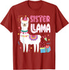 Family Matching Llama Birthday Party Supplies Sister Llama Sister Of The Birthday Llama Birthday T-Shirt - Cranberry Red