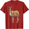SubliminalFantasy Co. Sloth Llama Sloth Riding Llama Sloth Sleeping on Llama T-Shirt - Cranberry Red