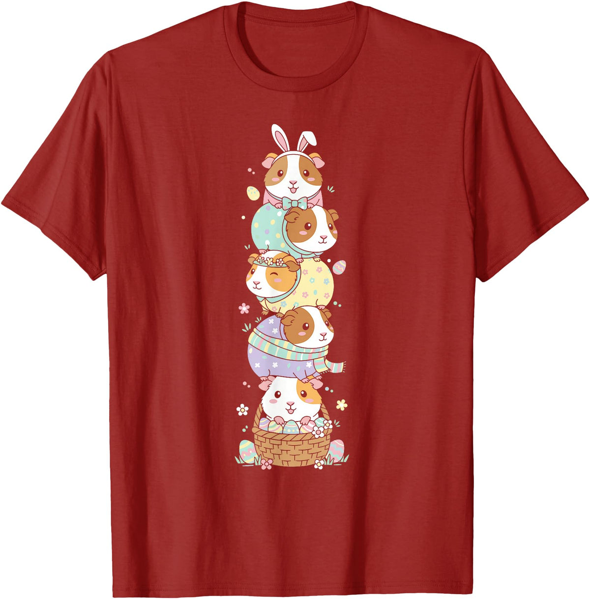 Guinea Pig Lovers Easter Day Costume for Boy Girl Funny Guinea Pig Easter Egg Kids Mens Womens Easter Day T-Shirt - Cranberry Red
