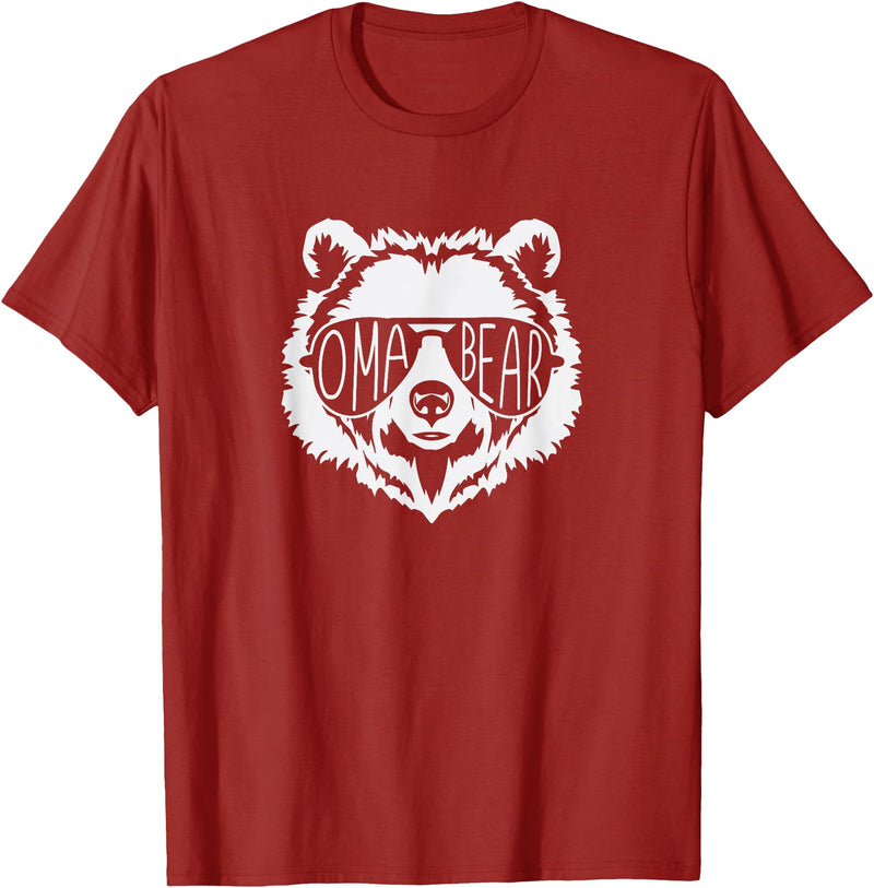 oma Bear Family Apparel Grandma Bear Face with Sunglasses T-Shirt - Cranberry Red