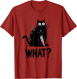 Cat Owners Black Cat What? Black Cat Murderous Cat With Knife Black Cat T-Shirt