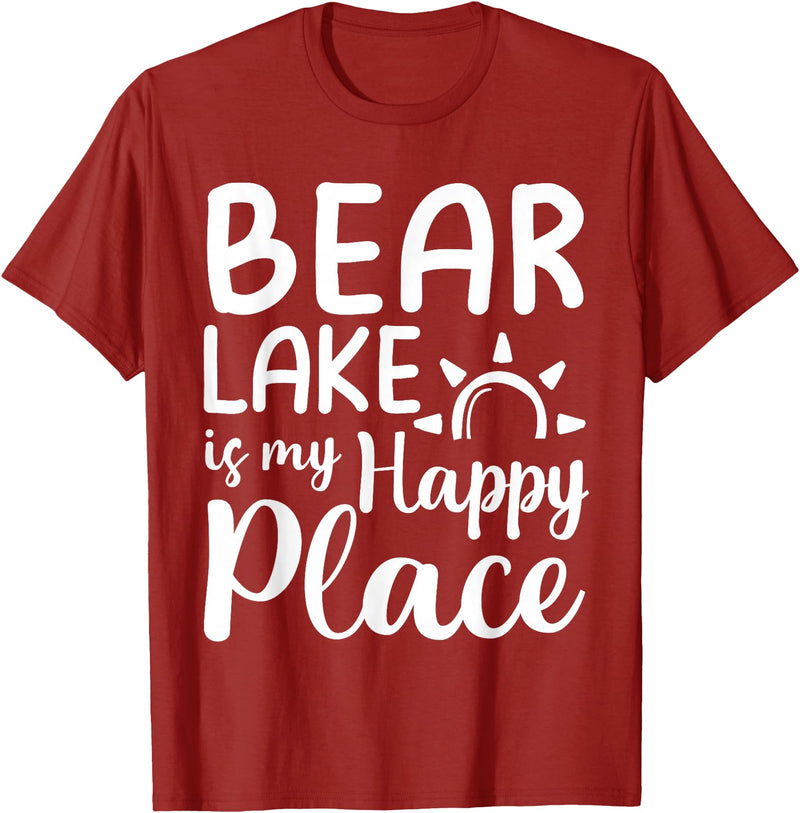 Lake Gifts & Accessories Bear Lake Is My Happy Place - Camping Nature Outdoor Lake T-Shirt - Cranberry Red