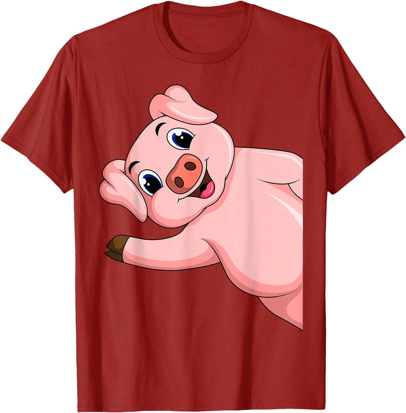 Funny Pig Lover & Owner Gift Ideas Pig Swine Kids Boys Girls Women T-Shirt - Cranberry Red