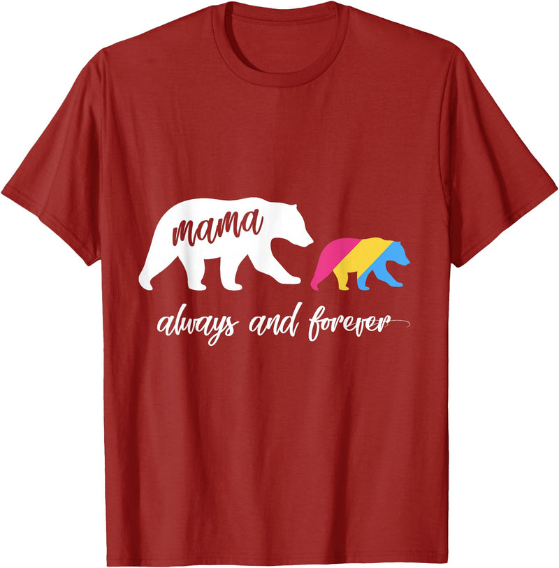 Cute Pansexual and Bisexual Mama Gift Tee Cute Pansexual Mama Bear T-Shirt - Cranberry Red
