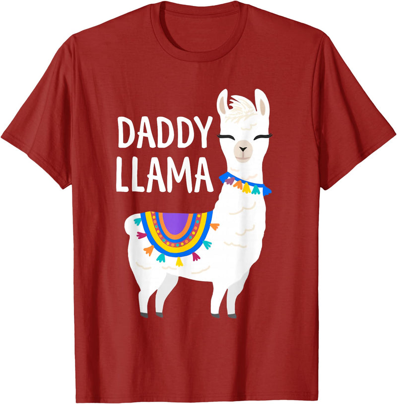 Birthday Llama Shirts Gift Daddy Llama Funny Father's Day Shirt Men, Dad, Dad Birthday T-Shirt - Cranberry Red