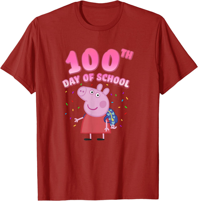 Peppa Pig 100th Day Of School Celebration Confetti T-Shirt - Cranberry Red