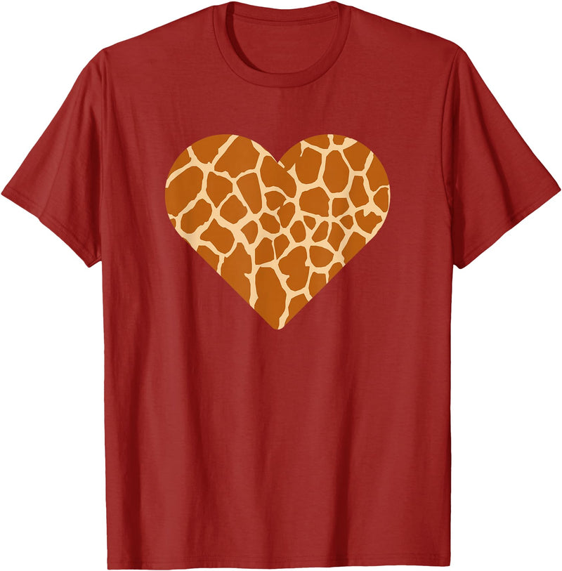 Giraffe Heart Graphic Apparel Giraffe Heart Cute Giraffe Lover Love T-Shirt - Cranberry Red