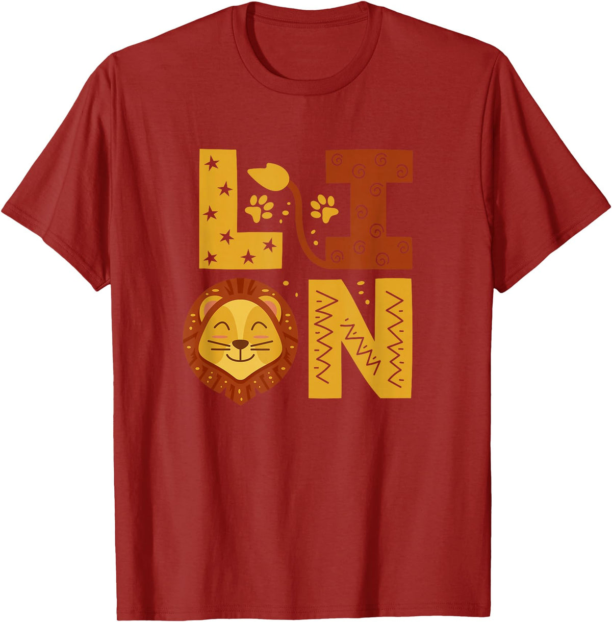 SHIRTSIDE Lion Lion Wild Animal Lover T-Shirt - Cranberry Red