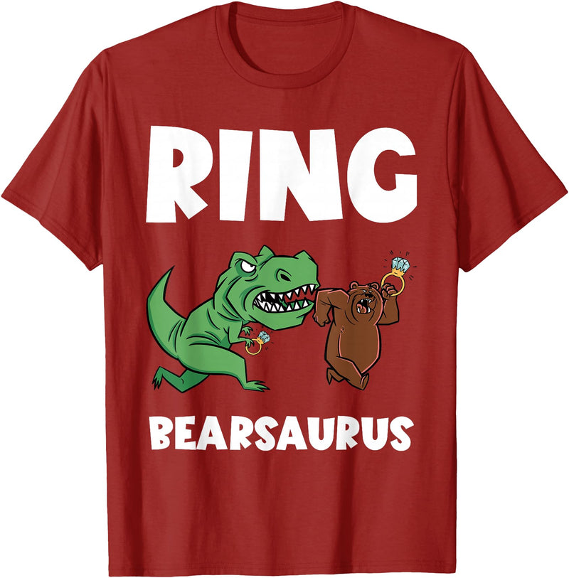 Funny Ring Bearer Wedding Ring Funny Ring Bearer Security Bear Dino Wedding Party Ring T-Shirt - Cranberry Red