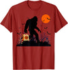 Dibble Dabble Designs Halloween Funny Halloween Bigfoot Trick or Treating - Bigfoot T-Shirt - Cranberry Red