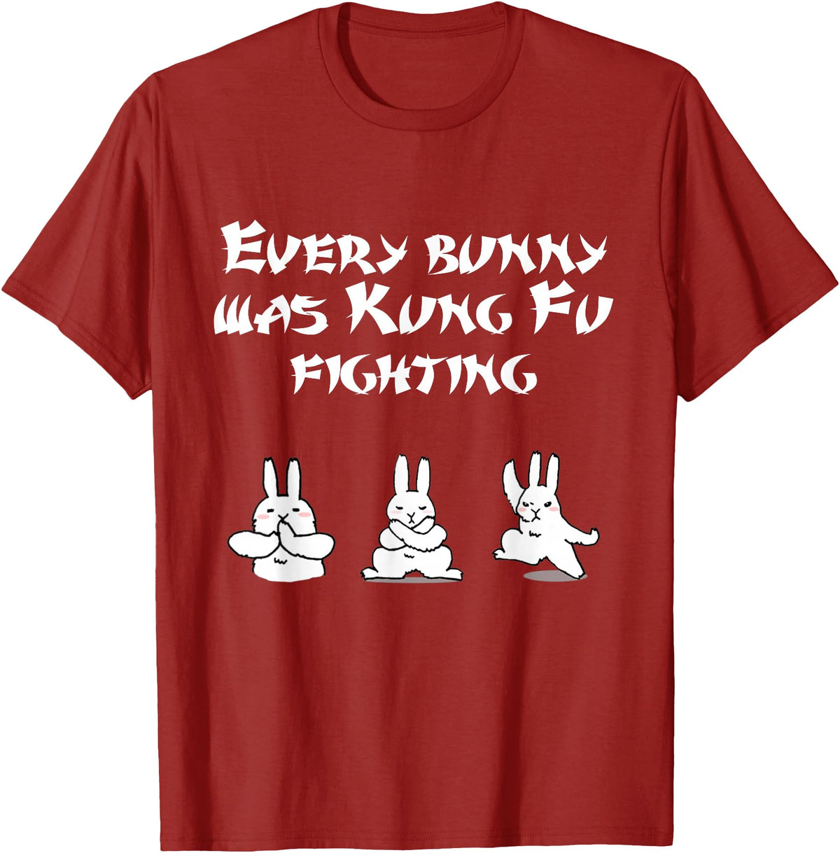 Funny Easter Every Bunny Was Kung Fu Fighting Karate T-Shirt in Cranberry Red