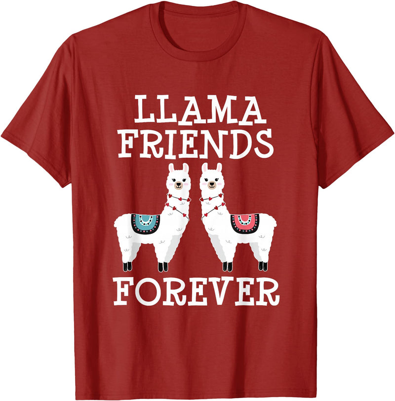 Llama Friendship Girls Llama Friends Girls Women Llama Friendship T-Shirt - Cranberry Red