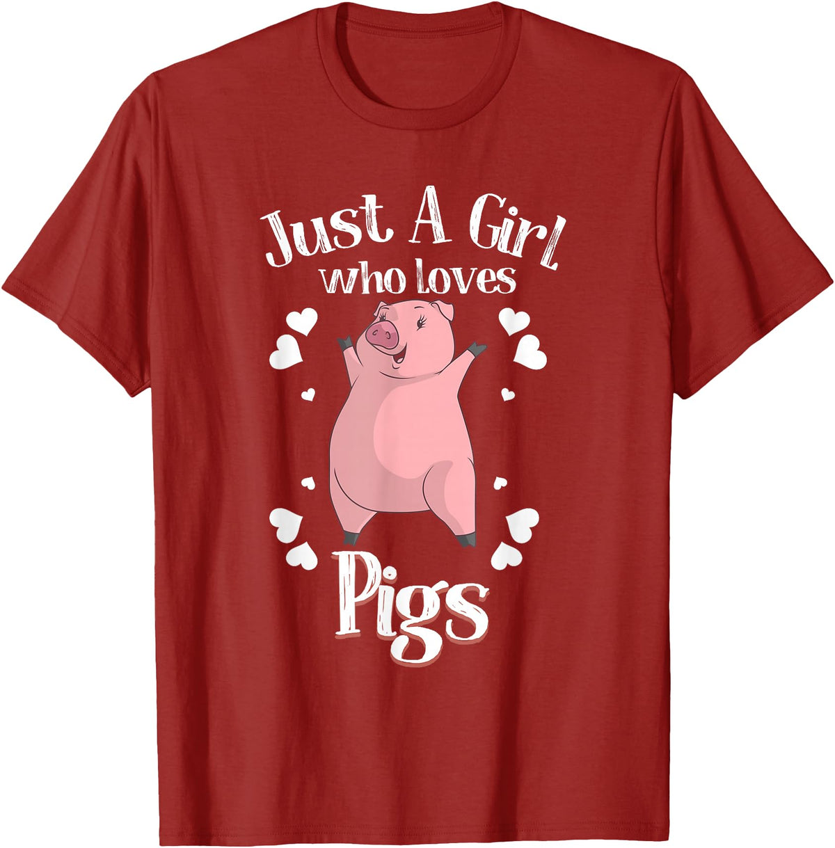 Cool Animal Farmers Year Of Pig Women Girl Designs Funny Just A Girl Who Loves Pigs Gift | Cute Mini Piggy Kids T-Shirt - Cranberry Red