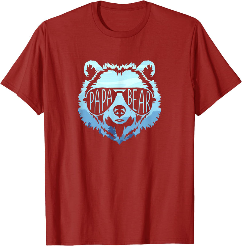 papa Grizzly in sunglasses Papa Bear Vintage Graphic T-Shirt - Cranberry Red