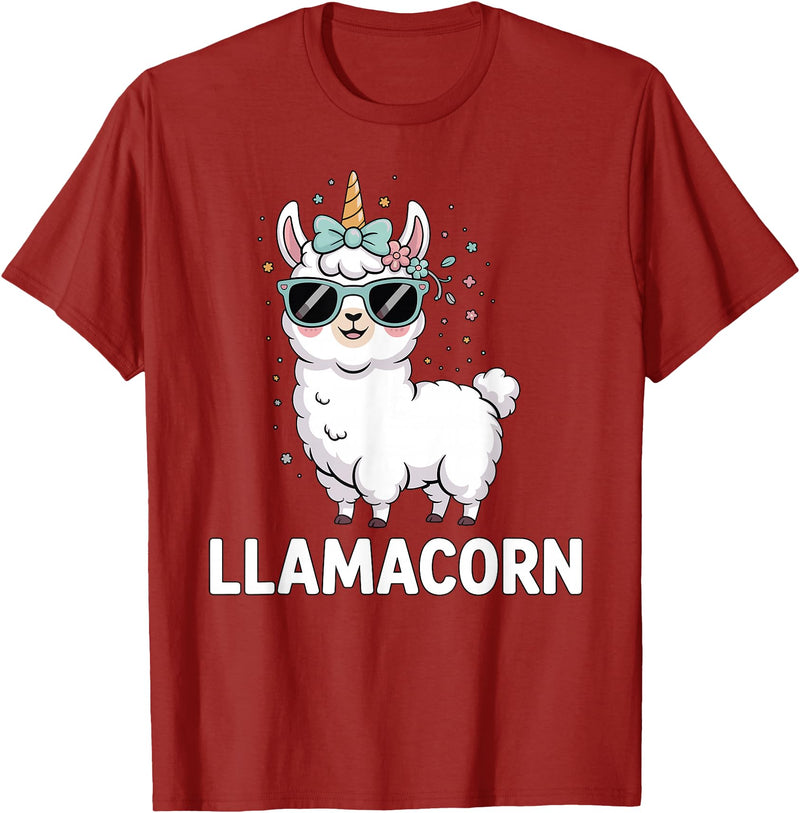 Funny Llamacorn Lover Llama Design Llamacorn Funny Llama Unicorn For Girls Kids Lover Llamacorn T-Shirt - Cranberry Red