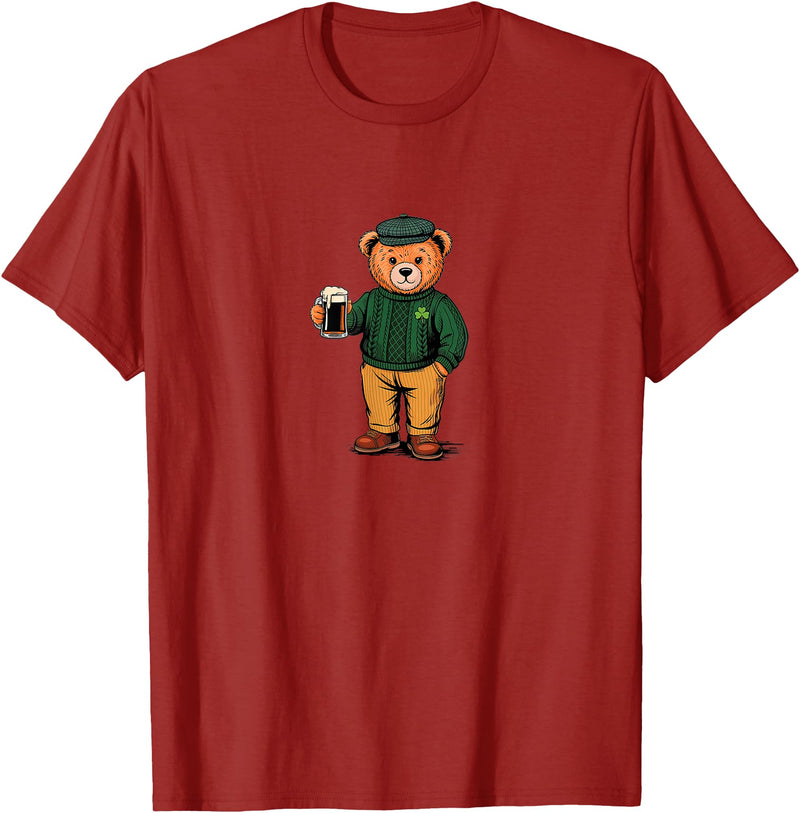 St Patricks Day Bear t -shir t St Patricks Day Bear T-Shirt - Cranberry Red