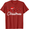 Merry Christmas Buffalo t -shir t Merry Christmas Buffalo Plaid Red Santa Hat Xmas Pajamas T-Shirt - Cranberry Red