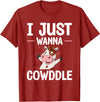 Bedtime Cow Aficionados Pajama For Farmer I Just Wanna Cowddle Cuddle Cow Sleeping T-Shirt - Cranberry Red