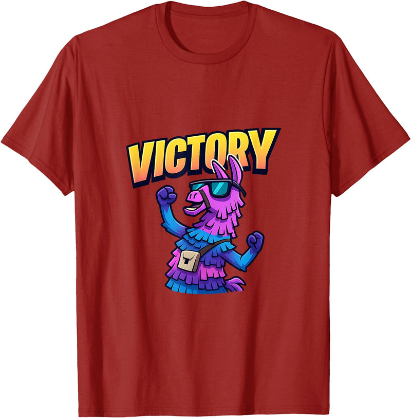 PixelLlama Victory Gaming Victory Llama T-Shirt - Cranberry Red