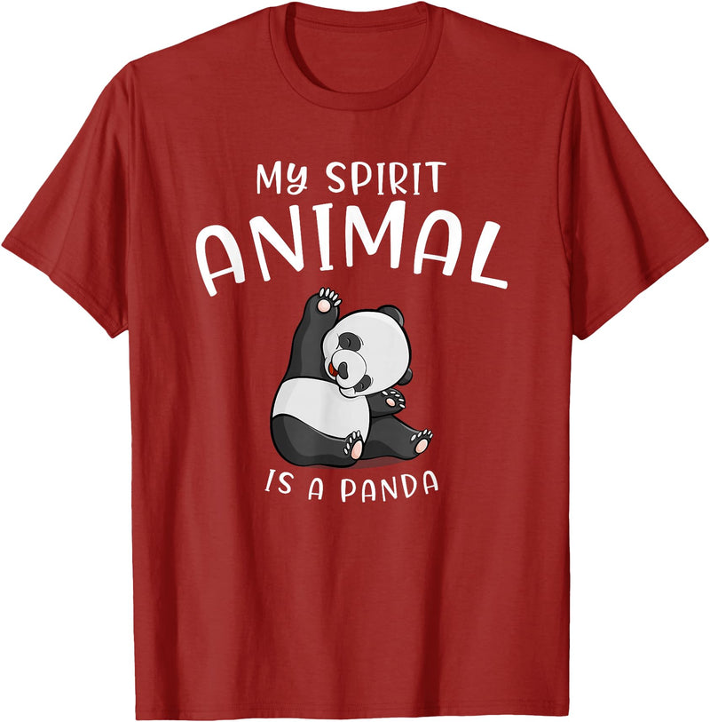 Animal Shirt Gifts for Birthday My Spirit Animal is A Panda Panda Bear SHIRTAnimal Lover Tee T-Shirt - Cranberry Red