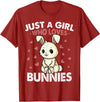 Just a Girl Who Loves Bunnies Kids Girls Rabbit Bunny T-Shirt in Cranberry Red