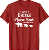 My Tribe Bear Shirts Twice Blessed Mama Bear With Two Baby Cubs Bear Shirt T-Shirt - Cranberry Red