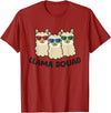 Llama Gifts For Llama Lovers Llama Squad Team Llama Matching Sunglasses LLamas T-Shirt - Cranberry Red