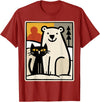 Utschki Bratschki Black Cat and Polar Bear Winter Animal Cute Snow Art T-Shirt - Cranberry Red